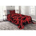thumbnail image 1 of Ambesonne Abstract Quilted Bedspread Set 2 Pcs, Oceanic Island Flower Art, Twin Size, White Black Ruby, 1 of 3