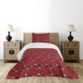 thumbnail image 1 of Ambesonne Abstract Quilted Bedspread Set 2 Pcs, Paisley Flowers Dots Art, Twin Size, White Ruby, 1 of 6