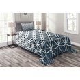 thumbnail image 1 of Ambesonne Abstract Quilted Bedspread Set 2 Pcs, Retro Ombre Curves, Twin Size, Petrol Blue and White, 1 of 3
