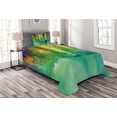 thumbnail image 1 of Ambesonne Abstract Quilted Bedspread Set 2 Pcs, Spring Flowers, Twin Size, Green Yellow, 1 of 3