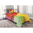 thumbnail image 1 of Ambesonne Abstract Quilted Bedspread Set 2 Pcs, Watercolor Modern Art, Twin Size, Yellow Orange Lime Green, 1 of 3