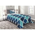 thumbnail image 1 of Ambesonne Abstract Quilted Bedspread Set 2 Pcs, Wavy Stripes Spirals, Twin Size, Turquoise Dark Blue, 1 of 3
