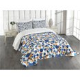 thumbnail image 1 of Ambesonne Abstract Quilted Bedspread Set 3 Pcs, Bubble Retro, King Size, Sky Blue Cinnamon, 1 of 5