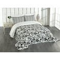 thumbnail image 1 of Ambesonne Abstract Quilted Bedspread Set 3 Pcs, Circles Dots Modern, Queen Size, Grey Black White, 1 of 5