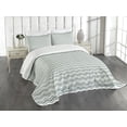 thumbnail image 1 of Ambesonne Abstract Quilted Bedspread Set 3 Pcs, Curvy Stripes Waves, King Size, Pale Sage Green White, 1 of 3