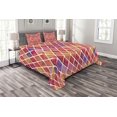 thumbnail image 1 of Ambesonne Abstract Quilted Bedspread Set 3 Pcs, Diamond Shapes Mosaic, King Size, Orange Purple Pink, 1 of 3