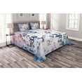 thumbnail image 1 of Ambesonne Abstract Quilted Bedspread Set 3 Pcs, Digital Code Numbers, King Size, Teal Black, 1 of 3
