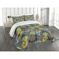 thumbnail image 1 of Ambesonne Abstract Quilted Bedspread Set 3 Pcs, Flowers Circled Detail, Queen Size, Multicolor, 1 of 3