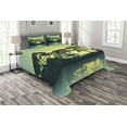 thumbnail image 1 of Ambesonne Abstract Quilted Bedspread Set 3 Pcs, Forest Tree Landscape, Queen Size, Blue and Green, 1 of 3