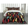 thumbnail image 1 of Ambesonne Abstract Quilted Bedspread Set 3 Pcs, Fractal Funky Forms, King Size, Multicolor, 1 of 5