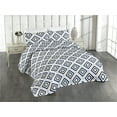 thumbnail image 1 of Ambesonne Abstract Quilted Bedspread Set 3 Pcs, Geometric Pattern Modern, King, Navy Blue Dark Taupe Grey, 1 of 4