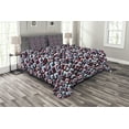 thumbnail image 1 of Ambesonne Abstract Quilted Bedspread Set 3 Pcs, Geometric Triangle Shape, Queen Size, Pale Blue Maroon, 1 of 3