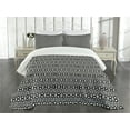 thumbnail image 1 of Ambesonne Abstract Quilted Bedspread Set 3 Pcs, Grid Rows Pattern, King Size, Black White, 1 of 5