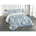 thumbnail image 1 of Ambesonne Abstract Quilted Bedspread Set 3 Pcs, Grunge Retro Rounds, King Size, Pale and Sky Blue Mauve, 1 of 5