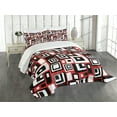 thumbnail image 1 of Ambesonne Abstract Quilted Bedspread Set 3 Pcs, Minimalist Retro, King Size, Vermilion and Charcoal Grey, 1 of 3