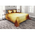 thumbnail image 1 of Ambesonne Abstract Quilted Bedspread Set 3 Pcs, Modern Grid Design, Queen Size, Dark Orange and Yellow, 1 of 3