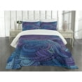 thumbnail image 1 of Ambesonne Abstract Quilted Bedspread Set 3 Pcs, Ocean Inspired Paisley, King Size, Purple Blue, 1 of 5
