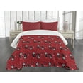 thumbnail image 1 of Ambesonne Abstract Quilted Bedspread Set 3 Pcs, Paisley Flowers Dots Art, Queen Size, White Ruby, 1 of 5