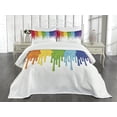 thumbnail image 1 of Ambesonne Abstract Quilted Bedspread Set 3 Pcs, Rainbow Colored Paint, Queen Size, Multicolor, 1 of 3