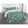thumbnail image 1 of Ambesonne Abstract Quilted Bedspread Set 3 Pcs, Retro Triangles, King Size, Blue Teal Pale Green, 1 of 5