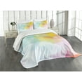 thumbnail image 1 of Ambesonne Abstract Quilted Bedspread Set 3 Pcs, Squares and Sharp Line, King Size, Pale Blue Yellow, 1 of 5