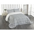 thumbnail image 1 of Ambesonne Abstract Quilted Bedspread Set 3 Pcs, Symmetry Fashion Image, King Size, Pale Blue Grey, 1 of 3