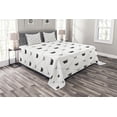 thumbnail image 1 of Ambesonne Abstract Quilted Bedspread Set 3 Pcs, Traditional Crown Sign, Queen Size, White Black, 1 of 3
