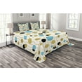 thumbnail image 1 of Ambesonne Abstract Quilted Bedspread Set 3 Pcs, Trippy Geometric Round, Queen Size, Aqua, 1 of 5