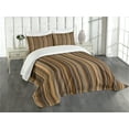 thumbnail image 1 of Ambesonne Abstract Quilted Bedspread Set 3 Pcs, Vertical Color Lines, Queen Size, Pale Caramel Chocolate, 1 of 5