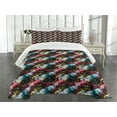 thumbnail image 1 of Ambesonne Abstract Quilted Bedspread Set 3 Pcs, Vibrant Traditional, Queen Size, Multicolor, 1 of 5