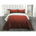 thumbnail image 1 of Ambesonne Abstract Quilted Bedspread Set 3 Pcs, Vintage Floral Style Ombre, Queen Size, Black Red, 1 of 5