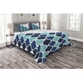thumbnail image 1 of Ambesonne Abstract Quilted Bedspread Set 3 Pcs, Wavy Stripes Spirals, King Size, Turquoise Dark Blue, 1 of 3