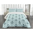 thumbnail image 1 of Ambesonne Abstract Quilted Bedspread Set 3 Pcs, Zigzag Chevron Anchors, King Size, Dark Green Turquoise, 1 of 5