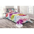 thumbnail image 1 of Ambesonne Abstract Quilted Coverlet 2 Pcs, Hydrangea Dragonflies, Twin Size, Multicolor, 1 of 2