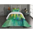 thumbnail image 1 of Ambesonne Abstract Quilted Coverlet 2 Pcs, Spring Flowers, Twin Size, Green Yellow, 1 of 4