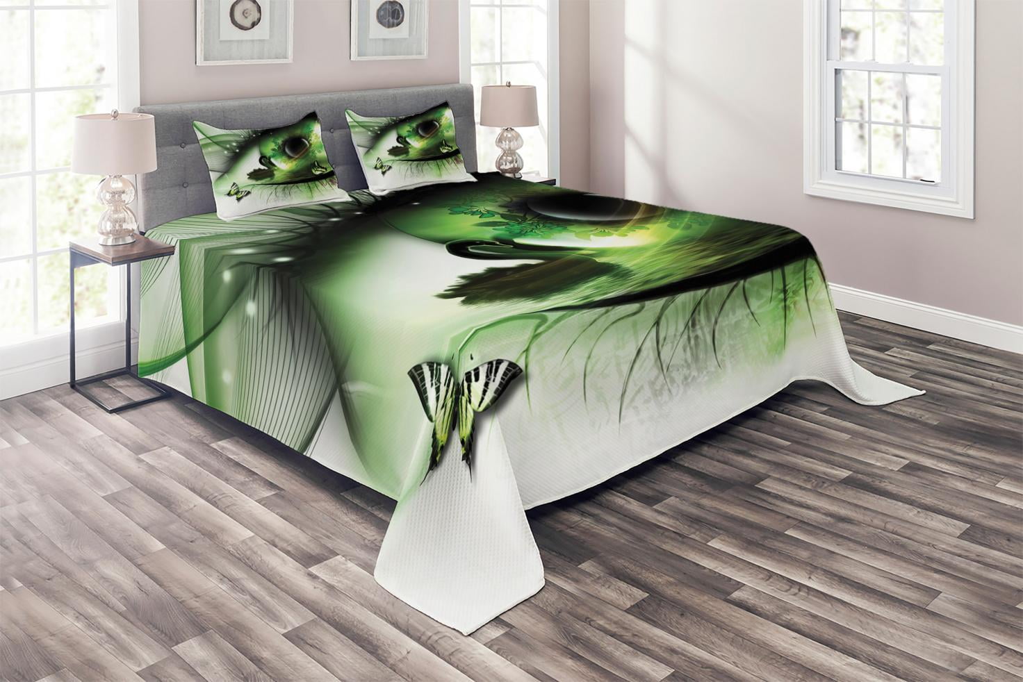 Ambesonne Abstract Quilted Coverlet 3 Pcs, Abstract Swan Animal, Queen ...