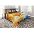 thumbnail image 1 of Ambesonne Abstract Quilted Coverlet 3 Pcs, Burning Basketball Art, Queen Size, Blue Yellow, 1 of 2