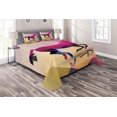 thumbnail image 1 of Ambesonne Abstract Quilted Coverlet 3 Pcs, Geometric Horse Animal, Queen Size, Cream Pink Purple, 1 of 2