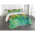 thumbnail image 1 of Ambesonne Abstract Quilted Coverlet 3 Pcs, Spring Flowers, Queen Size, Green Yellow, 1 of 4