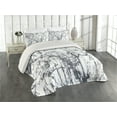 thumbnail image 1 of Ambesonne Abstract Quilted Coverlet 3 Pcs, Surreal Abstract, Queen Size, Grey White, 1 of 2