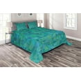 thumbnail image 1 of Ambesonne Abstract Quilted Coverlet 3 Pcs, Triangle Mosaic Design, Queen Size, Green Navy, 1 of 4