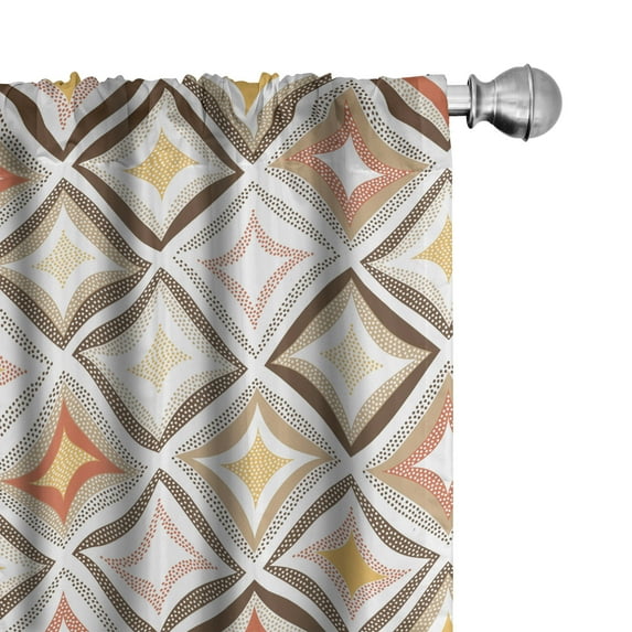 Ambesonne Abstract Retro Curtains, Geometric Pattern, Pair of 28"x84", Burnt Orange Tan Brown