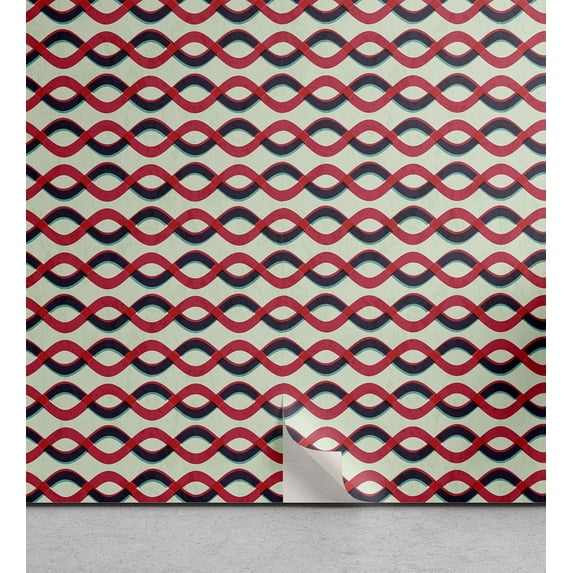 Ambesonne Abstract Retro Peel & Stick Wallpaper for Home, Ogee Ovals Print, 13"x36", Ruby Pale Sage Green
