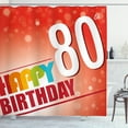thumbnail image 1 of Ambesonne Abstract Shower Curtain, 80 Old Birthday Party, 69"Wx75"L, Red Vermilion and White, 1 of 3