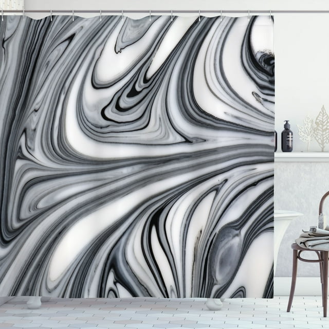 Ambesonne Abstract Shower Curtain, Black White Surreal Art, 69"Wx75"L, Grey