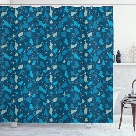 Ambesonne Abstract Shower Curtain, Blue Stone Structure Forms, 69"Wx75"L, Dark Sky Blue Caramel