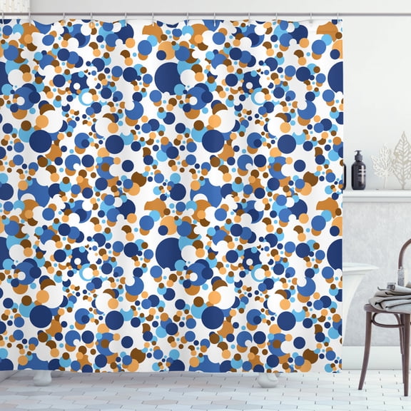 Ambesonne Abstract Shower Curtain, Bubble Retro, 69"Wx84"L, Sky Blue Cinnamon
