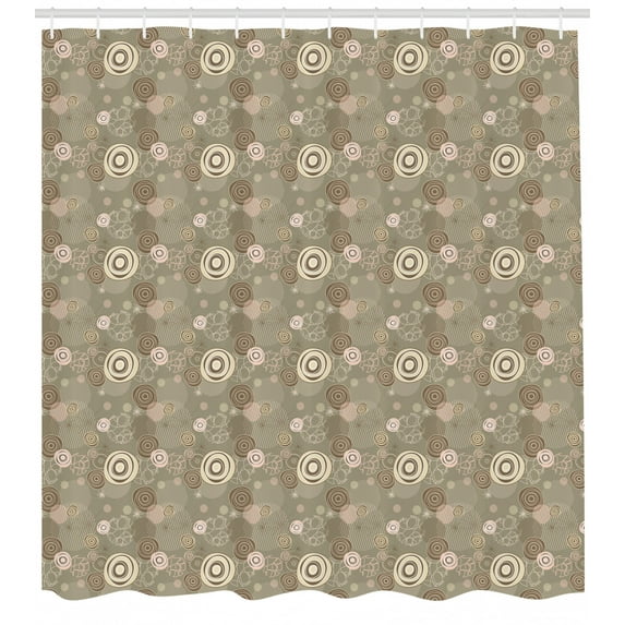 Ambesonne Abstract Shower Curtain, Circles and Lines, 69"Wx70"L, Sage Green Brown Blush