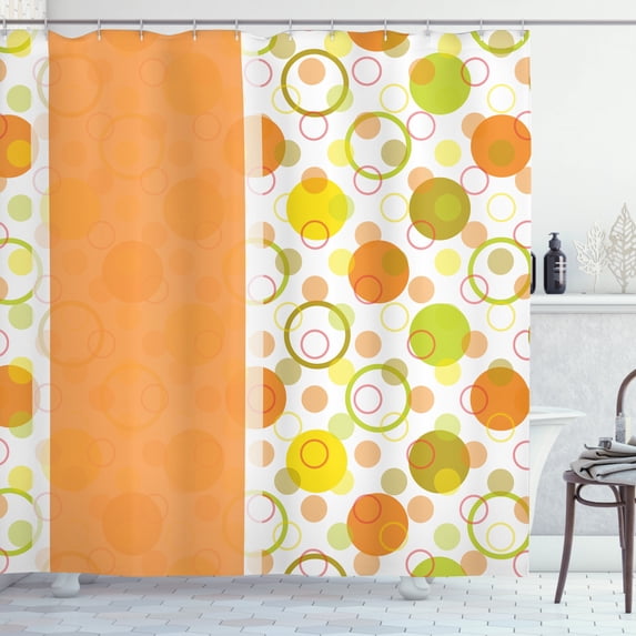 Ambesonne Abstract Shower Curtain, Circular Round, 69"Wx75"L, Lime Green Orange Yellow