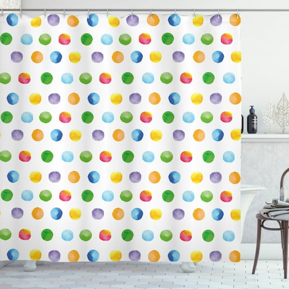Ambesonne Abstract Shower Curtain, Colored Big Polka Dots, 69"Wx75"L, Multicolor
